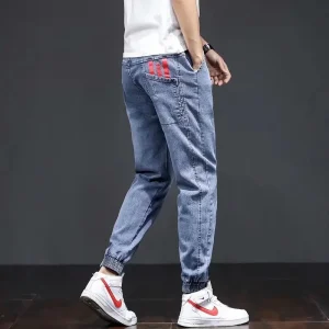 2024 Summer Men's Jeans Loose-fit Korean Trendy Cropped Pants Harajuku Style Casual Workwear Trendy Brand Pants For Men