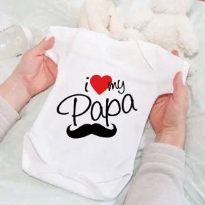 I Lover My Papa Printed Baby Romper Funny Newborn Casaul Outfit Bodysuit Infant Short Sleeve Jumpsuit Cute Toddler Clothes